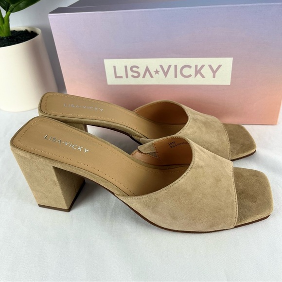 LISA AND VICKY Womens Faux Suede Open Toe Blocky Heel Size 10 - Picture 7 of 9